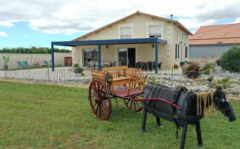 Gîte pour 8 personnes, avec piscine ainsi que terrasse et jardin à Salles-de-Barbezieux