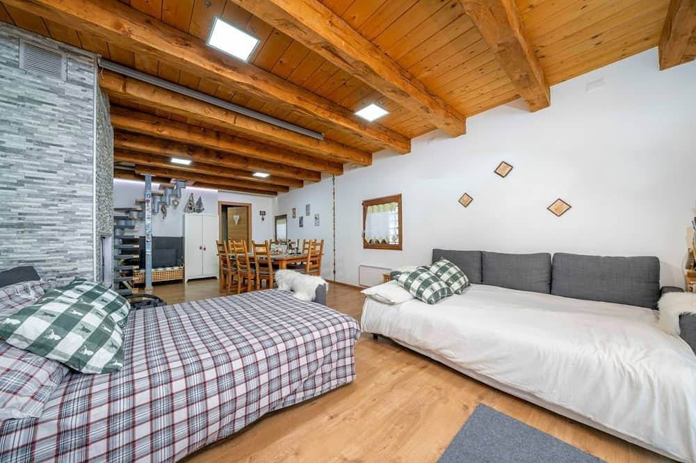 A large and charming renovated chalet with a private entrance, measuring 145 square meters, perfect for 10 people.The property, located in a quiet and private location, is surrounded by woods yet only 800 meters from the ski slopes and bike path: it's an in Tarvisio, Udine Province