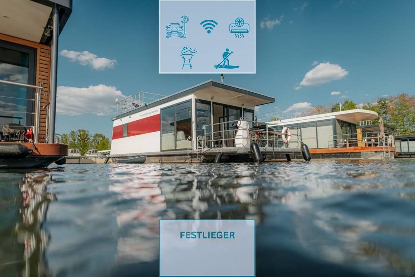 Floatinghouse Red Pearl: Seeblick, Terrasse & Hafenfeeling in Zehdenick, Ruppiner Seenland