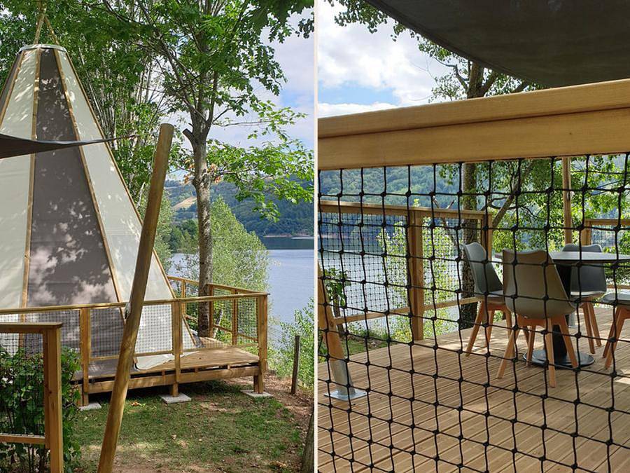 Camping Sunêlia La Source - Hébergement 5 personnes - Tipi Home 3ch 5pers - sans sanitaire - 34m2 in Thérondels, Massif central