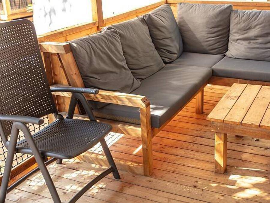 Camping La Croix du Vieux Pont - Mobilheim 6 personen - Premium | 3 Schlafz. | 6 Pers. | Terrasse Lounge | Klimaanlage | Tv in Berny-Rivière, Aisne