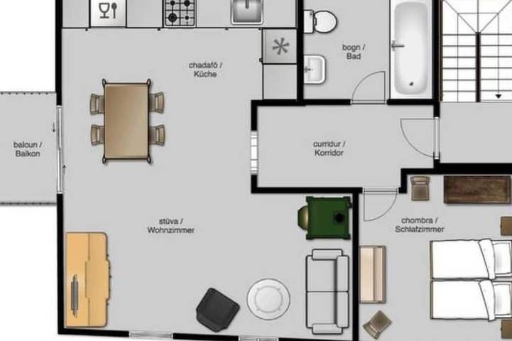 Ferienwohnung für 2 Personen, mit Balkon - 1