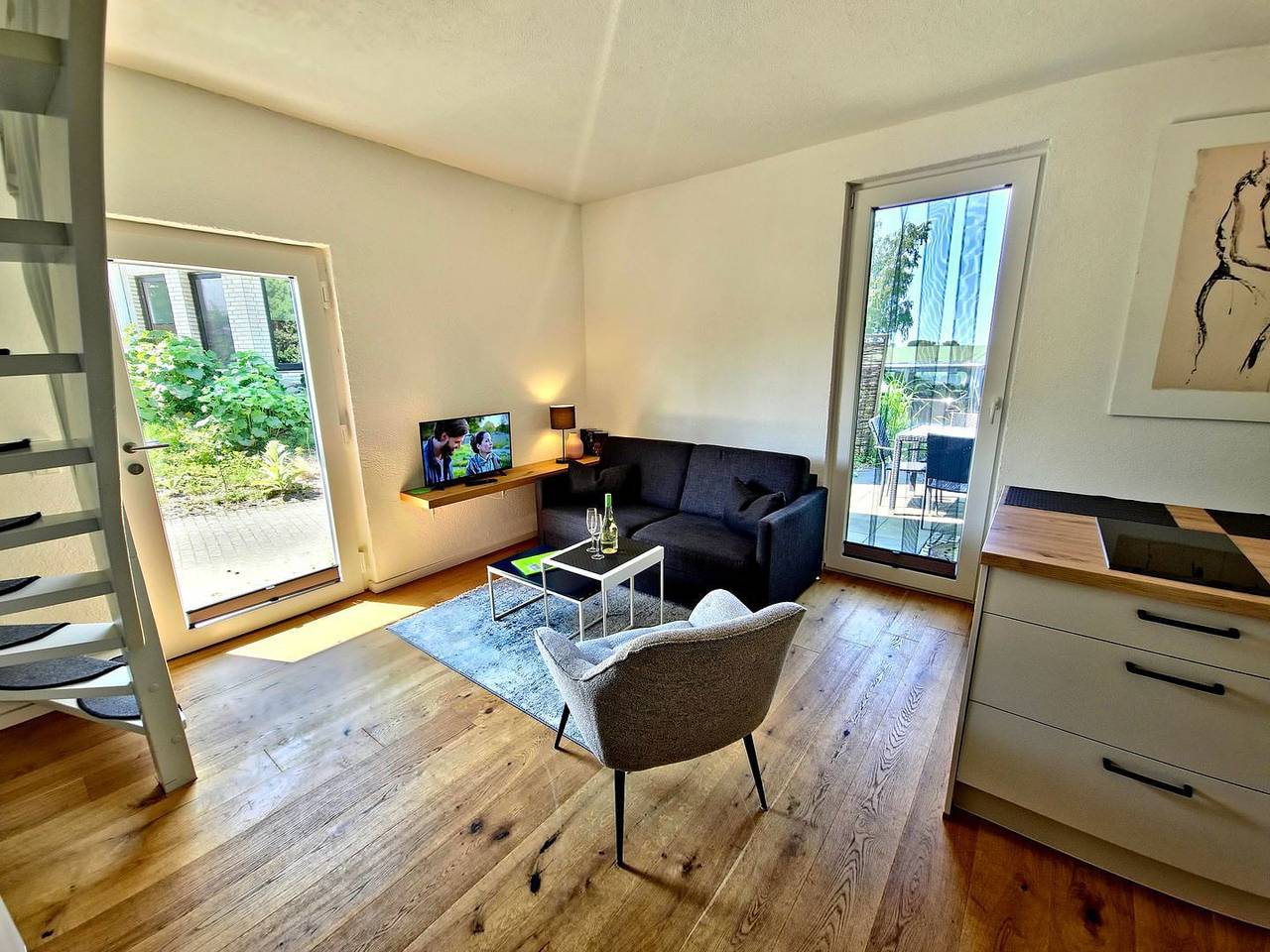 Ferienwohnung 1 – Hase und Fuchs: Gemütlich mit Terrasse, Balkon & Hunde willkommen in Neeberg, Krummin