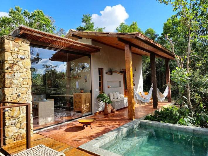 Chalet para 2 personas, con piscina y vistas además de jardín y terraza en Brasil