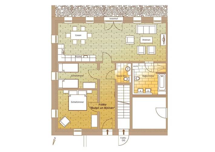 Ferienwohnung für 6 Personen, mit Terrasse und Garten sowie Ausblick in Husby - 4