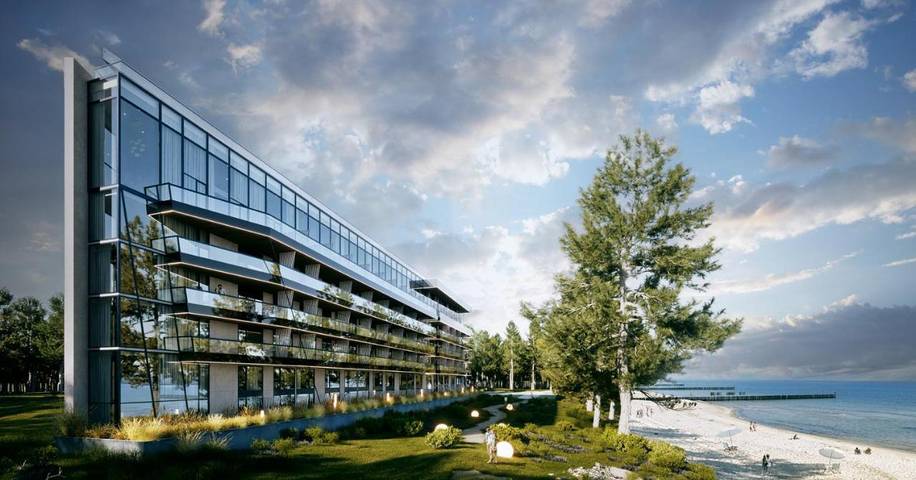 Ośrodek wypoczynkowy dla 4 osób, z basen i sauna oraz ogród i widok w Morze Bałtyckie