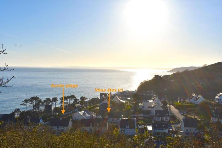 Location de vacances pour 8 personnes, avec Balcon et Terrasse ainsi que Jardin et Vue dans Plage de Tournemine