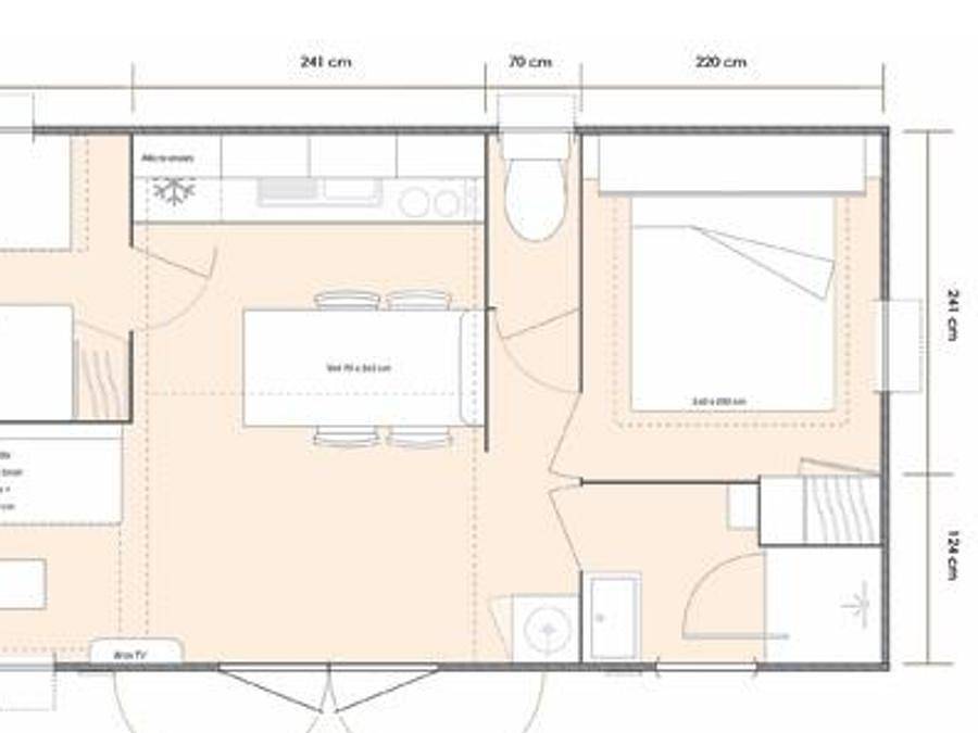 Flower Camping Le Rochelongue - Mobile home 4 persons - Mobile-home Premium 28m² - 2 bedrooms - Tv + air conditioning + dishwasher 4 people in Cap d'Agde, Agde
