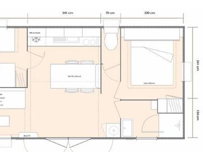 Flower Camping Le Rochelongue - Mobilheim 4 personen - Mobilheim Premium 28m² - 2 Schlafzimmer - Tv + klimatisiert + Geschirrspüler 4 pers. in Cap d'Agde, Agde
