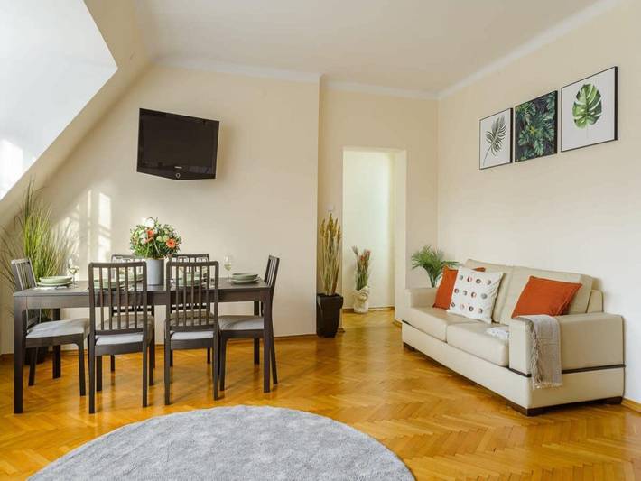 Apartament wakacyjny dla 10 osób, z Balkon i Taras w Warszawa (Śródmieście)