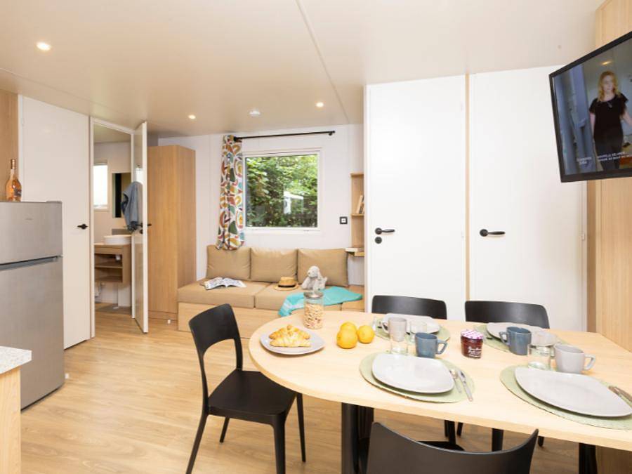 Camping Sites et Paysages - Au Clos de la Chaume - Mobilheim 6 personen - Bungalow Sapin - 32m² mit halbüberdachter Holzterrasse in Corcieux, Regionaler Naturpark Belchen der Vogesen