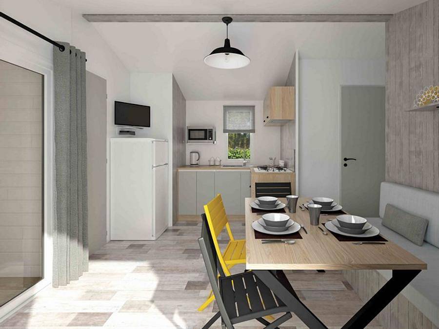 Flower Camping Les Paillotes en Ardeche - Mobilhome 7 personas - Mobil-home 30m² Confort (2camas - 5/7pers.) + Climatización + Terraza cubierta in Ruoms, Ardèche