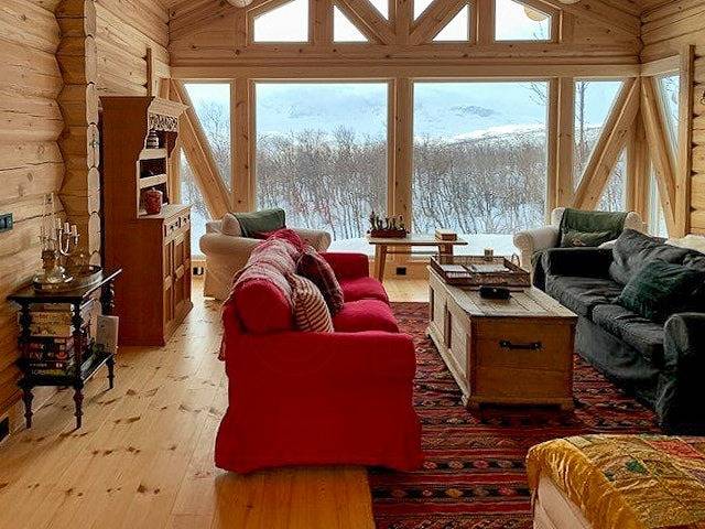 Blockhütte mit Panoramablick auf Hallingskarvet in Hol