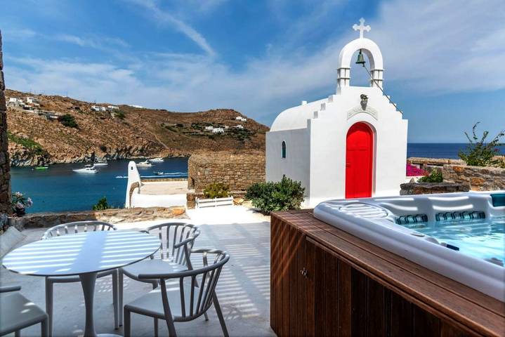 BnB für 4 Personen, mit Balkon und Terrasse sowie Whirlpool und Garten auf Mykonos