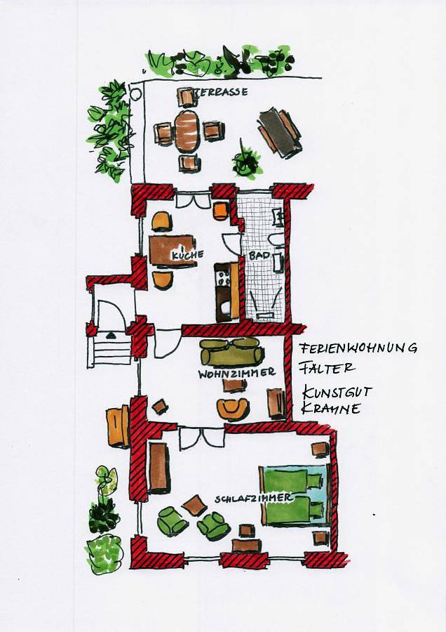 Ferienwohnung für 2 Personen, mit Terrasse und Garten sowie Ausblick in Kloster Lehnin - 4