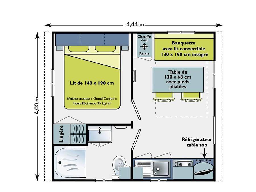 Camping Le Marqueval - Mobilhome 2 personas - Super Astria 16.1m² - 1 habitación in Pourville-sur-Mer, Hautot-sur-Mer