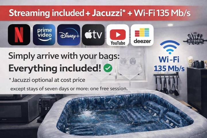 Appartement de vacances pour 3 personnes, avec jardin et jacuzzi