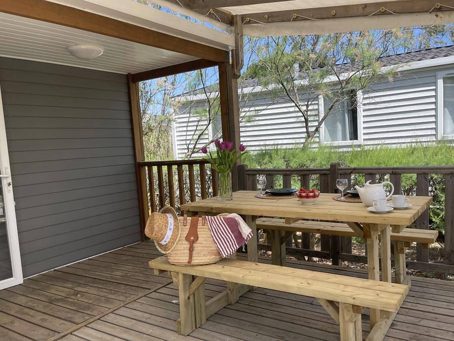 Camping Les Fontaines - Mobilheim 4 personen - Tamaris Klimaanlage mit Terrasse 2 Schlafzimmer in Canet-en-Roussillon, Côte d'Améthyste