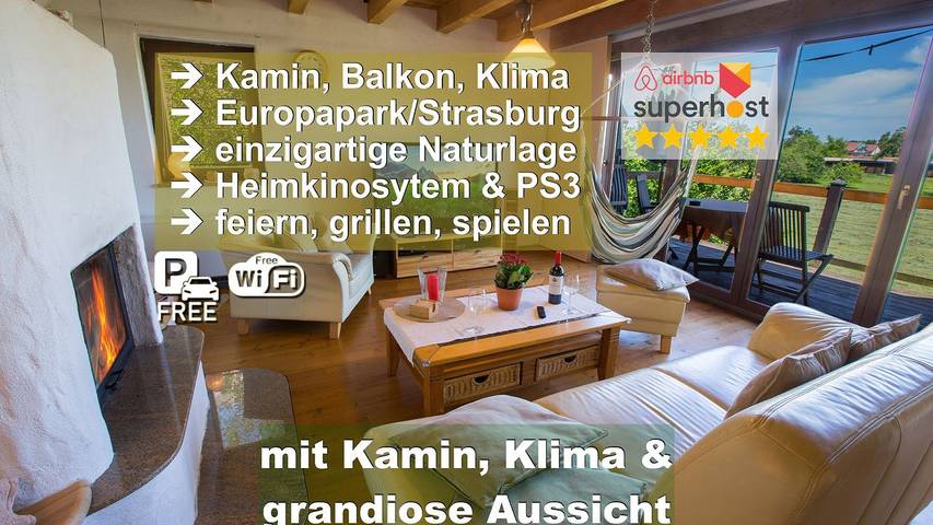 Ferienhaus für 12 Personen, mit Balkon und Garten in Rheinau