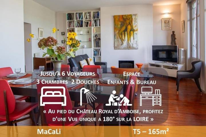 Gîte pour 6 personnes, avec balcon et vue dans Château d'Amboise