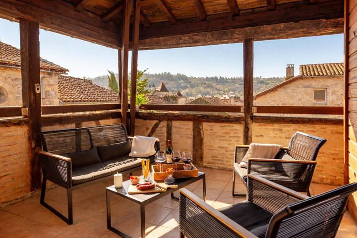 Appartement de vacances pour 6 personnes, avec Balcon ainsi que Terrasse et Vue