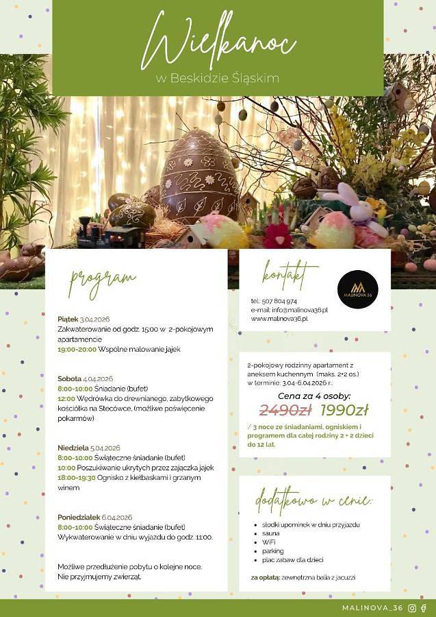 Apartament wakacyjny dla 4 osób, z ogród i jacuzzi oraz basen i sauna w Malinka