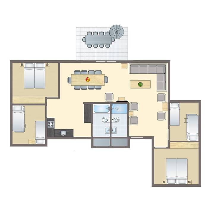 Ferienhaus für 10 Personen, mit Terrasse und Balkon/Terrasse