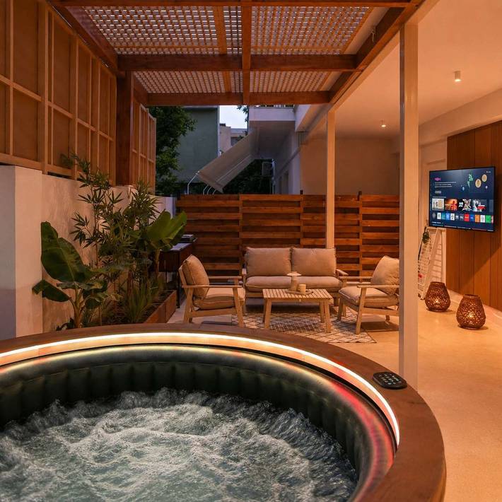 Ferienwohnung für 6 Personen, mit Whirlpool und Garten in Patras