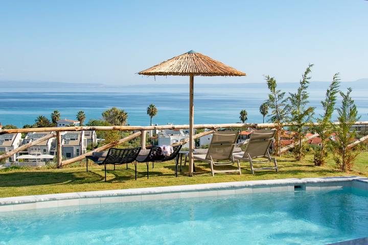 Ferienhaus für 8 Personen, mit Balkon und Terrasse sowie Garten und Ausblick