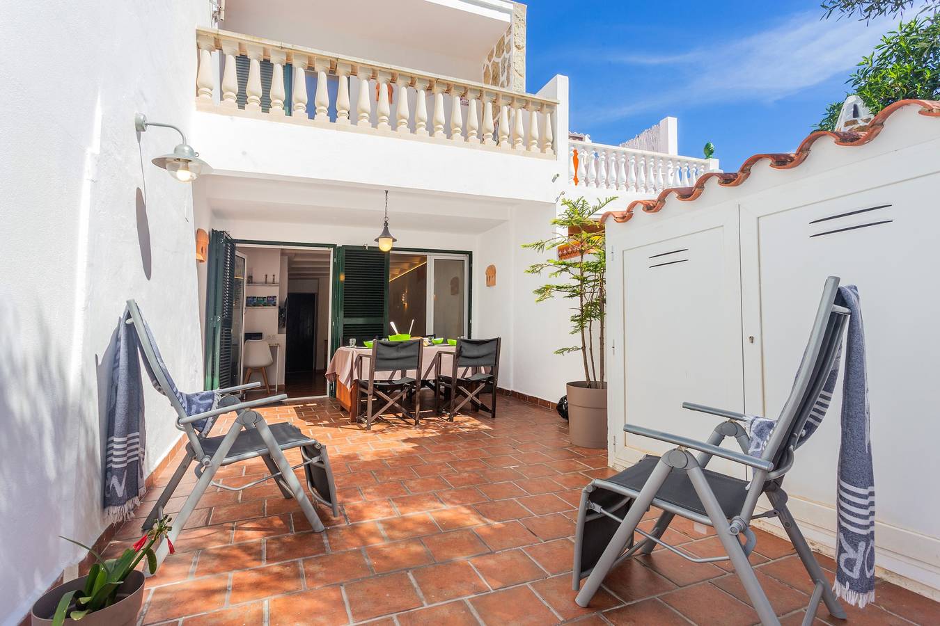 Vacation house with sea view, nice private terrace next to the beach in Cala Blanca, Ciutadella