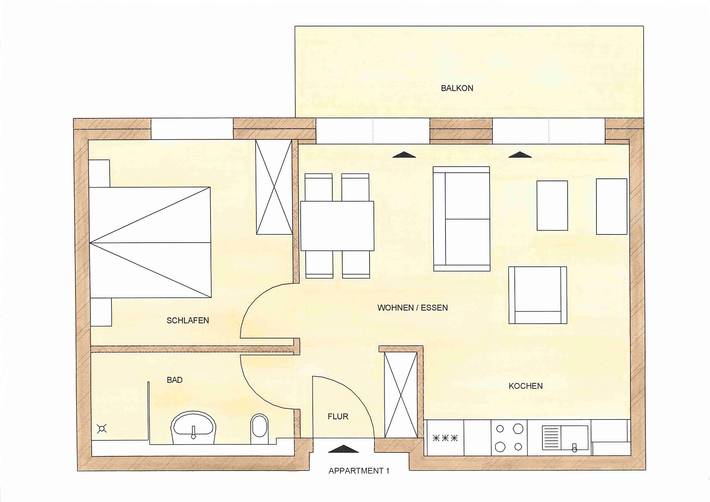 Ferienwohnung für 3 Personen, mit Balkon und Terrasse sowie Ausblick und Seeblick in der Eckernförder Bucht - 2