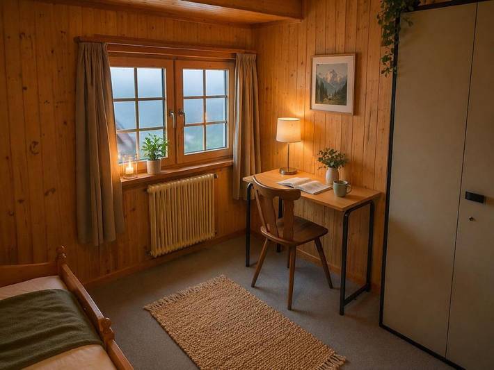 Ferienwohnung für 4 Personen, mit Balkon und Terrasse sowie Garten und Ausblick