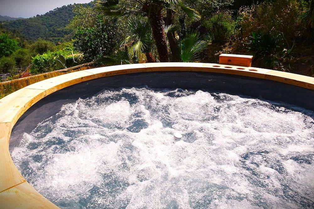 Haus-Swimmingpool und Whirlpool mit Meerblick im Herzen von Olivenbäumen in San Giacomo (Camporosso), Camporosso