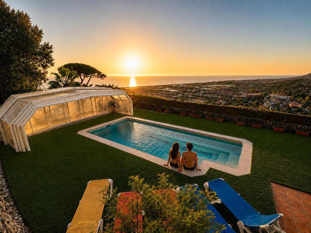 Villa con piscina privada climatizada 29ºc in Santa Susanna, Costa del Maresme