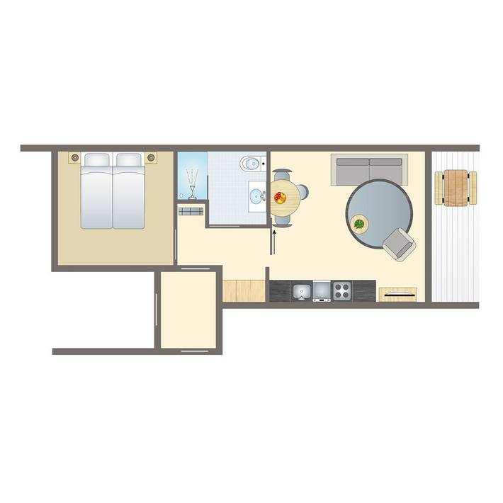 Bungalow für 2 Personen, mit Sauna und Terrasse sowie Balkon/Terrasse - 1
