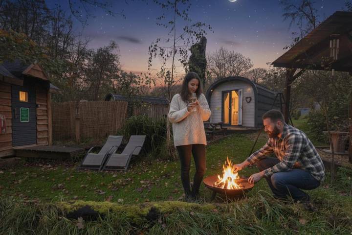 Lodge for 2 people, with Hot tub and Terrace as well as Garden and View in North-Wales
