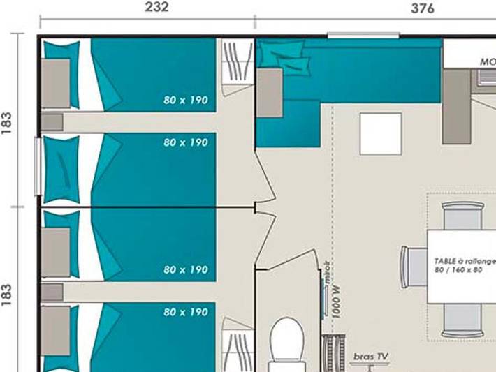 Camping Au Vert de l'Authie - Mobilheim 6 personen - Mobilheim Grand Confort - 3 Zimmer in Beauvoir-Wavans, Arras und Umgebung
