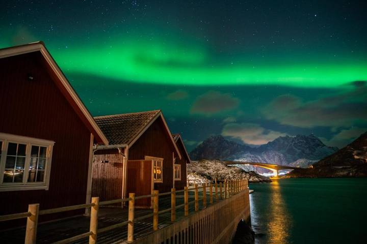 Chalet für 6 Personen, mit Balkon und Terrasse sowie Ausblick auf den Lofoten