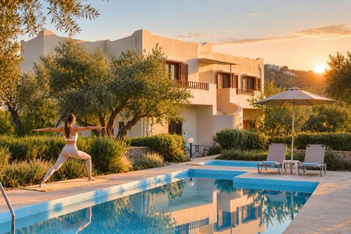 Apartahotel para 18 personas, con Balcón y Terraza además de Jardín y Piscina en Creta