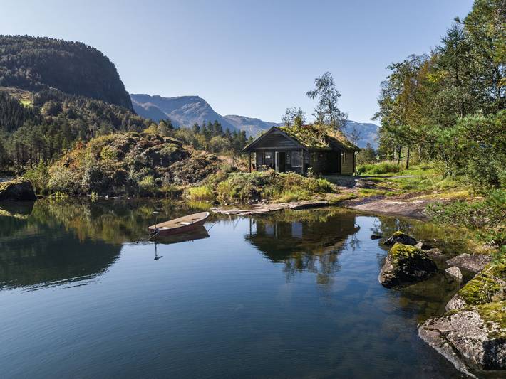 Dom dla 6 osób, z Taras i Ogród oraz Widok na jezioro w Norwegia