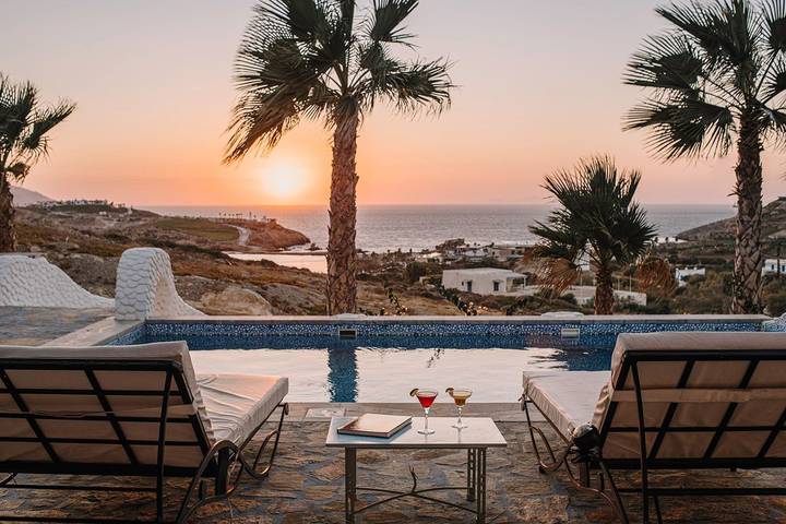 Holiday home for 6 people, with Ocean view and Balcony as well as Terrace and Garden in Ios