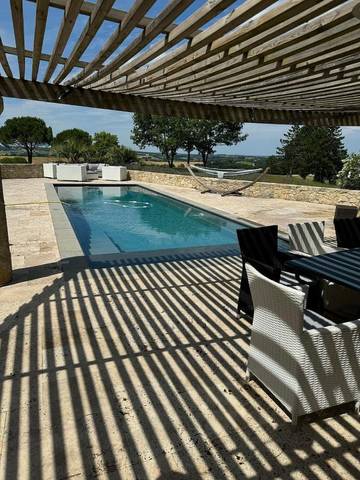 Cottage pour 11 personnes, avec piscine ainsi que vue et jardin, animaux acceptés à La Romieu