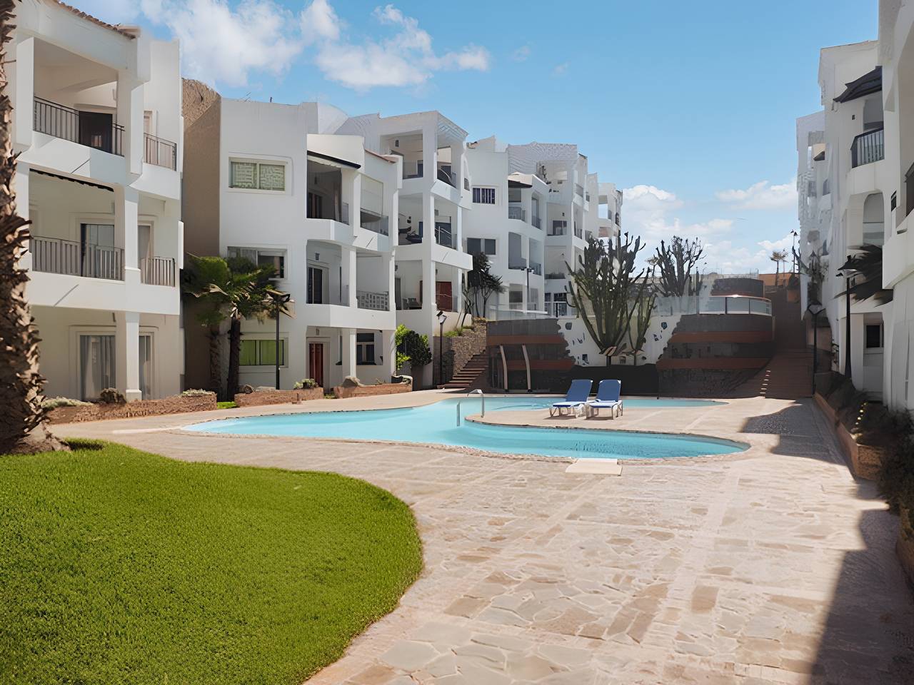 Ganze Wohnung, Komfortable Wohnung mit Pool in Tamaris - 75 m² - Meerblick in Dar Bouazza, Region Groß-Casablanca