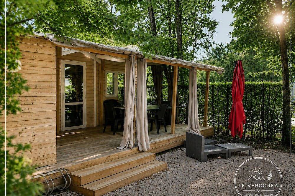 Mobilhome Drôme Vercors für 4-6 Personen auf einem Campingplatz mit Schwimmbad und Fluss in Saint-Thomas-en-Royans, Valence und Umgebung