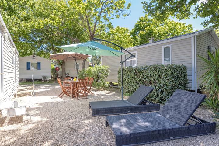 Mobilheim auf Camping Le Front De Mer – exkl. Campinggebühren – Gemeinschaftspool & Klimaanlage in La Côte Vermeille, Argelès-sur-Mer