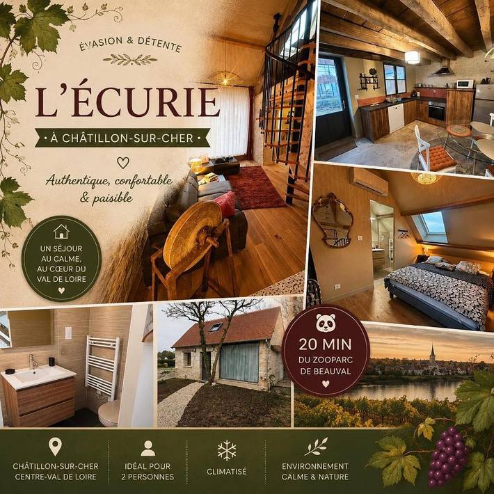 Location de vacances pour 2 personnes, avec jardin et terrasse à Châtillon-sur-Cher
