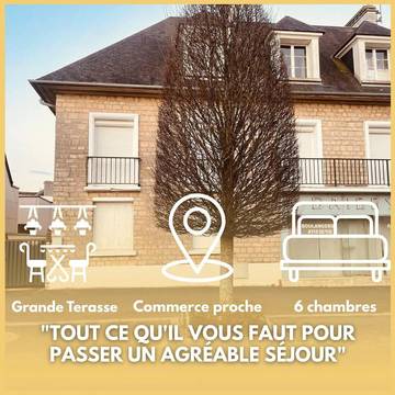 Location de vacances pour 12 personnes, avec terrasse et vue à Isigny-sur-Mer