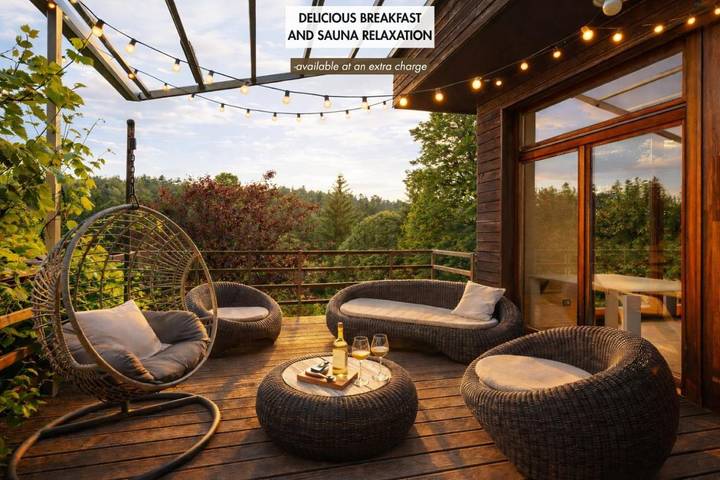 Appartement de vacances pour 2 personnes, avec jardin ainsi que vue et sauna