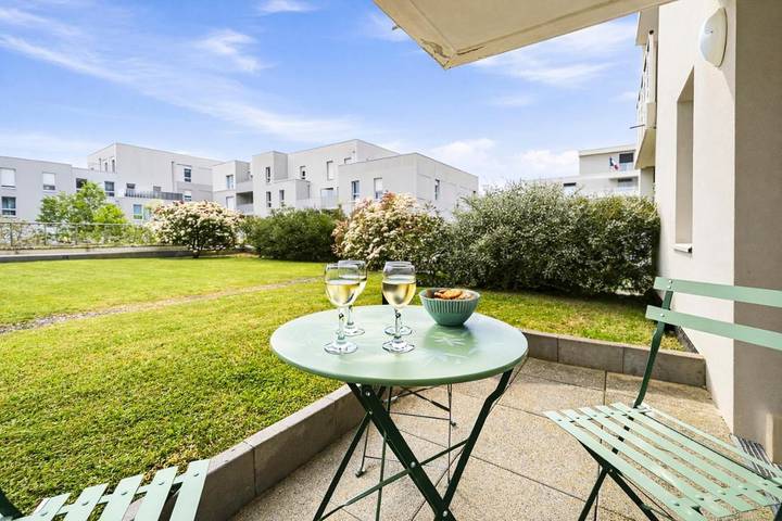 Appartement de vacances pour 4 personnes, avec Terrasse ainsi que Jardin et Vue