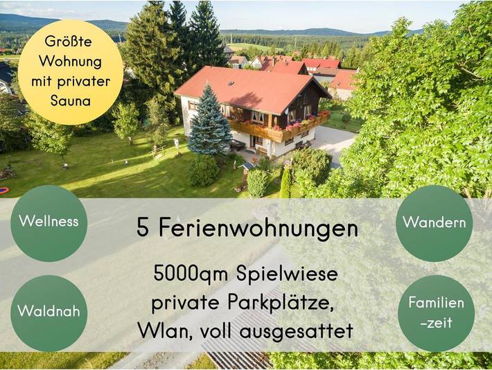 Ferienwohnung für 2 Personen, mit Balkon und Terrasse sowie Garten und Sauna